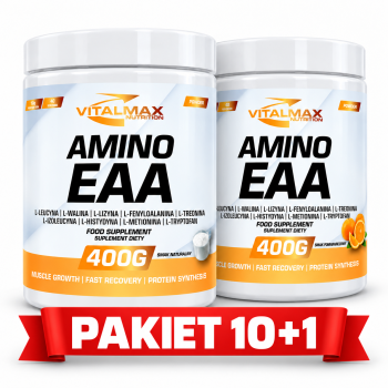 PAKIET Vitalmax Amino EAA mix smaków (naturalny + pomarańcza) | 400 g 10+1